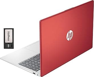 HPEssential 15.6" Laptop for Business & Students, Intel Pentium 4-Core CPU, 16GB RAM, 288GB Storage (128GB SSD + 160GB Docking Station Set), 1 Year Office 365, 720p Camera, Type-C, Win 11, Red