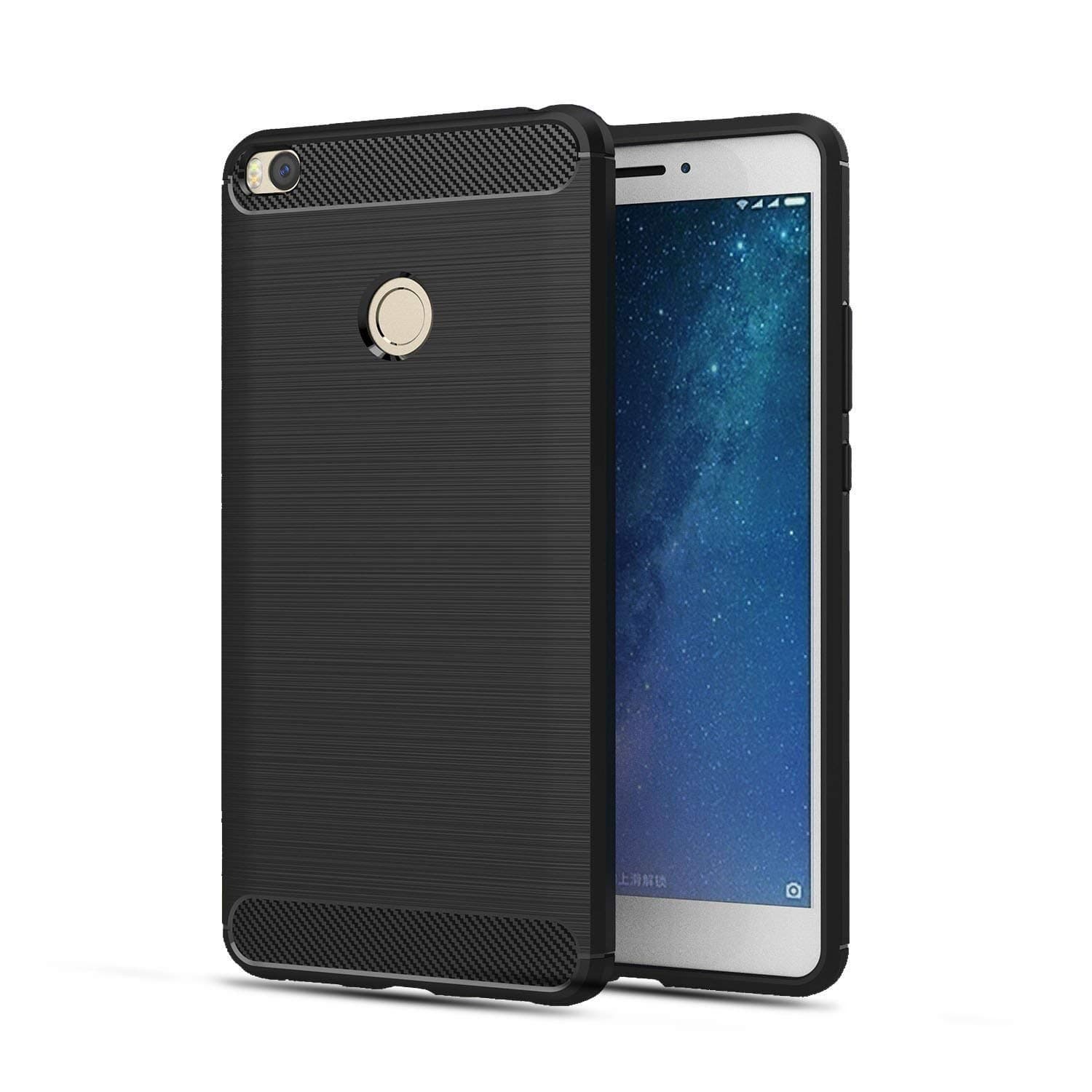 for Redmi Mi Max 2 Carbon Fiber Armor Drop Tested Shock Proof TPU Back Case Cover