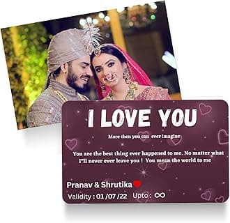 Fairus Customized Wallet Card With Your Photo,Illustration On Front Side,Special Message,Spotify Song Code Backside Best For Special Occasion Gift For Loved One (Photo-Love Bank),Thanksgiving