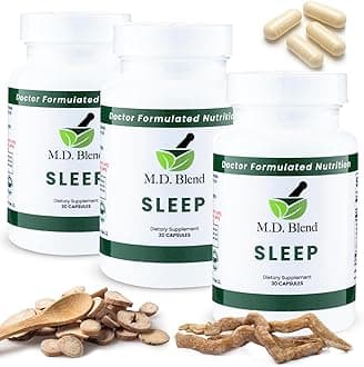 Sleep - Natural Sleep Aids for Adults with l theanine Supplement, Ashwagandha, Magnesium, Valerian Root, Melatonin - Non-Habit Forming Formula for Rejuvenating - 90 Capsules (Pack of 3)