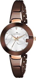 SWISSTONE Analog Women's Watch (Silver Dial Brown Colored Strap)