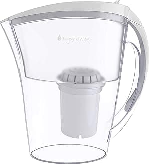 Invigorated WaterAlkaline Water Filter Pitcher - Long Lasting Alkaline Water Pitcher Filter with Multi-Stage Filtration System - High pH Alkaline Pitcher Water Jug & 1 Alkaline Filter - 2.5L (White)