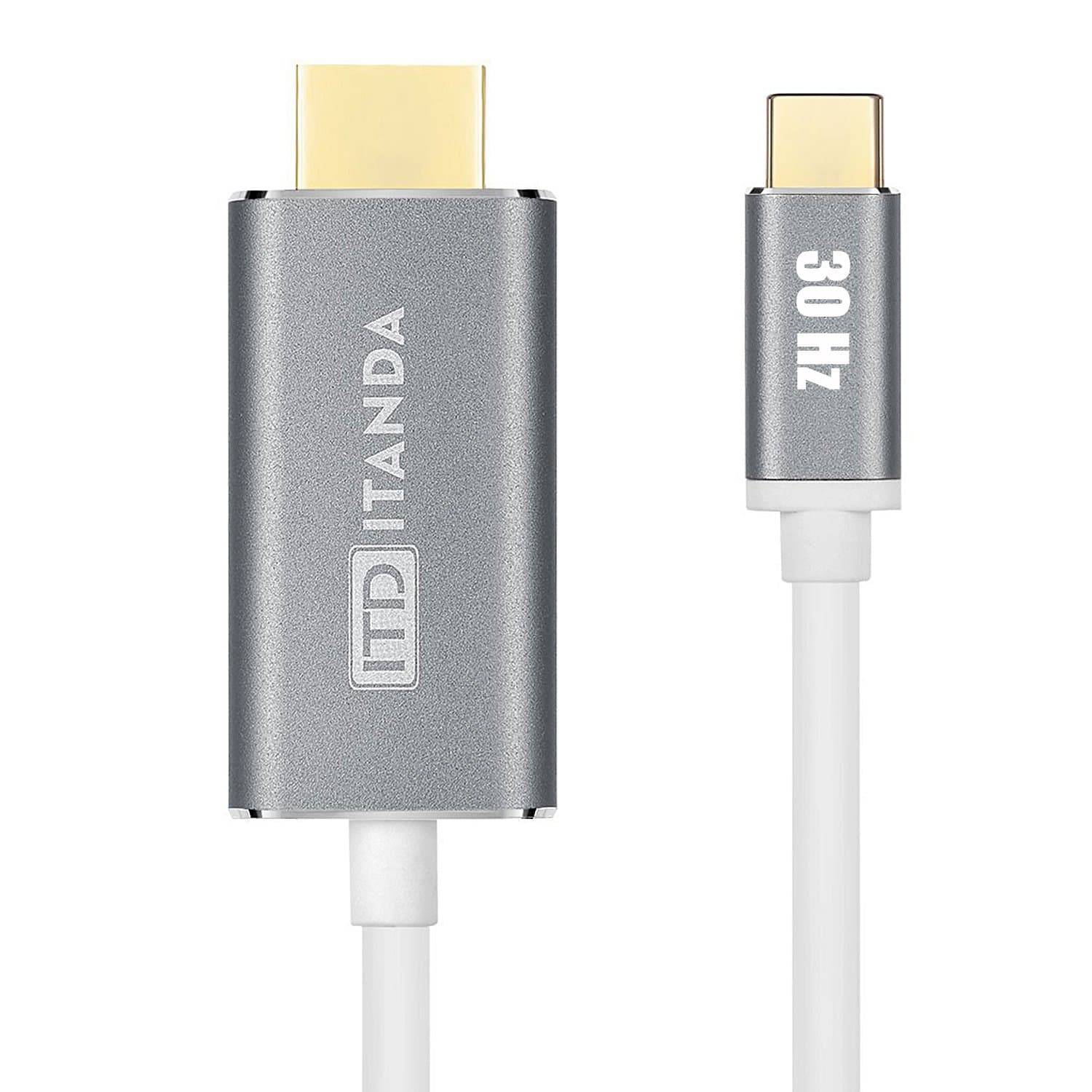 USB C to HDMI Cable (6 ft/1.8m) 4K&30Hz, ITANDA USB 3.1 Type C Male (Thunderbolt 3 Compatible) to HDMI Male 4K Cable for the 2016 MacBook Pro, 2015 MacBook, Samsung Galaxy S8/S8 Plus etc