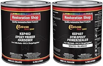 Custom Shop - White Epoxy Primer/Sealer 2.1 VOC (2-Gallon Kit) Anti-Corrosive DTM High-Performance Primer for Automotive and Industrial Use - Kit= 1 Gal. Epoxy + 1 Gal. Hardener (1-1 Mix)