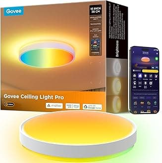 Smart Ceiling Light 4300 Lumens RGBIC LED Ceiling Light Work with Matter Flush Mount Light DIY Colors, 2700K-6500K Dimmable for Bedroom, Living Room