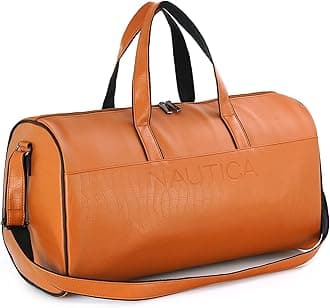 Nautica Unisex PU Duffle Bag for Travel | Stylish Leatherette Cabin Luggage | Compact, Comfortable & Spacious Hand Duffel Bag for Weekend Trips, Gym & Office | Suitable for Men and Women | TAN