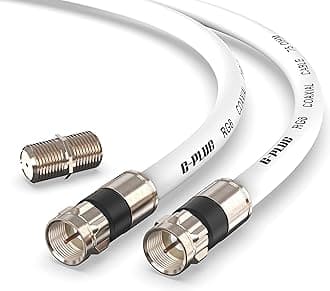G-PLUG 150FT RG6 Coaxial Cable Connectors Set - High-Speed Internet, Broadband and Digital TV Aerial, Satellite Sky Cable Extension - Weather-Sealed Double Rubber O-Ring and Compression, White