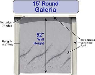 Galeria 15 ft Round Above Ground Swimming Pool Kit | 52 Inch Steel Walls | Bundle Includes: 25 Gauge Liner, A-Frame Ladder, Sand Filter System with Pump & Skimmer