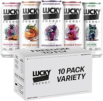 Sugar Free Energy Drinks, Variety Pack, 16oz Cans (10-Pack) Healthy, Zero Sugar Energy Drink with Maca, Ginseng, Beta-Alanine, Taurine & 200mg Caffeine