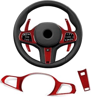 Steering Wheel Cover Trim Fits BMW 1 3 5 7 8 Series;X4 X5 X X76 I4 Z4 M4 M5 M8 XM X3M X4M X5M X6M ;Fits BMW G20 G21 G22 G26 G29 G30 G32 G42 F44 F90 F95 F96 Accessories 3D Glossy Red