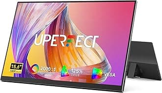 UPERFECT Portable Monitor, 15.6" 125% sRGB 1080P Ultra-Slim Travel Monitor USB C HDMI Plug & Play IPS Gaming Monitor Built-in Stand Dual Speakers External Screen for Laptop Phone Game Console