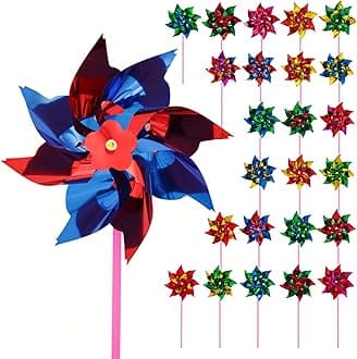 JOHOUSE 100PCS Pinwheels for Kids, Pinwheels for Yard and Garden, Party Favors, Garden Yard Decorations, DIY Crafts