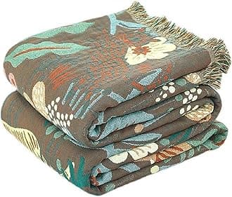 MSGKV 100% Cotton Throw Blanket for Couch Bed Sofa, Cotton Quilt Coverlet Reversible Mudcloth Throws, Soft Cozy Farmhouse Blankets 60''x 80'' Tiger Print Blanket for All Seasons