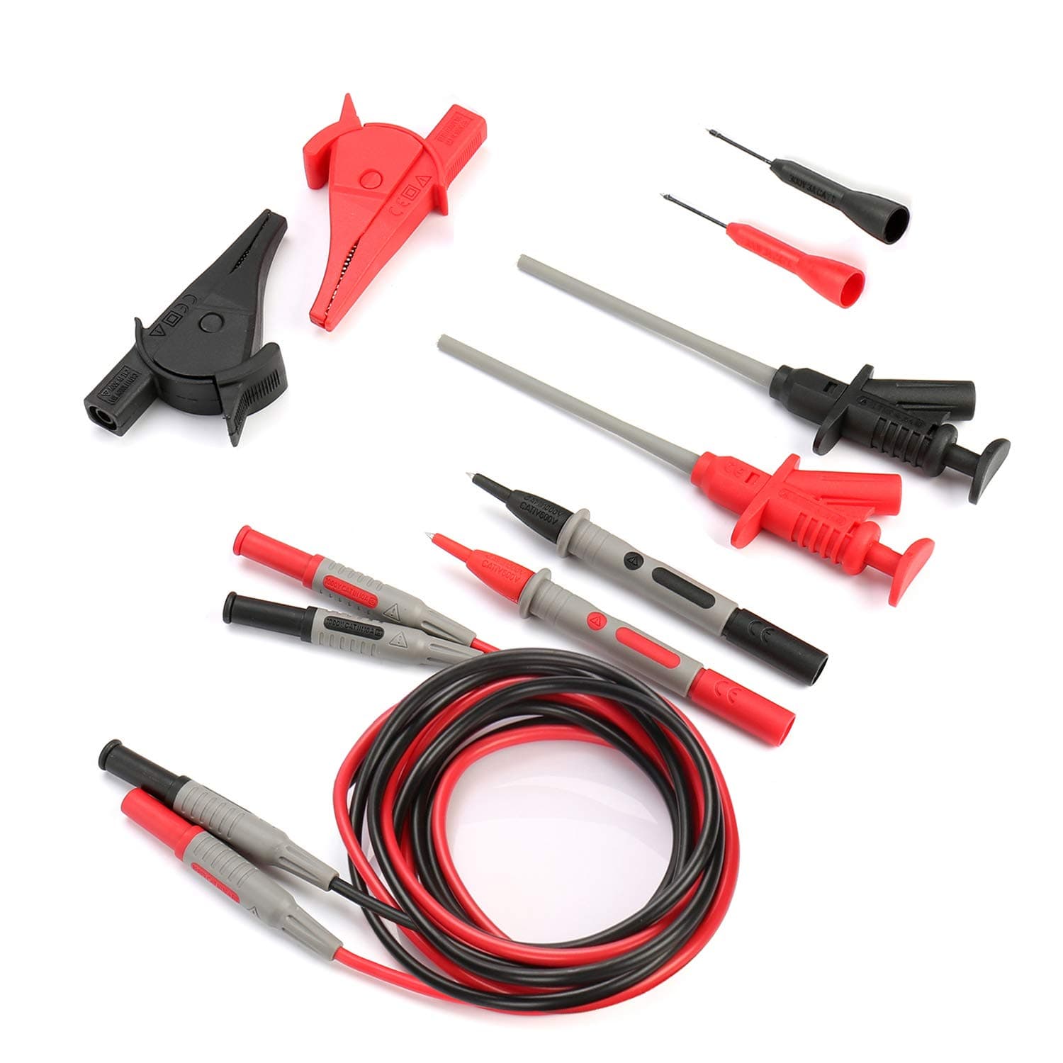 Multimeter Leads Janisa 10-in-1 Test Leads Kit Meter Test Probes Set Banana Plug 10 Pieces Electronic Professional Accessory Kit includes Alligator Clips Lead Extensions etc.