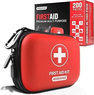 200 Pcs First Aid Kit + Survival kit for Treat, Protect Minor Cuts, Scrapes. Home, Office, Car, School, Business, Travel, Emergency, Survival, Hunting, Outdoor, Camping & Sport Red