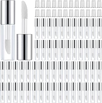 Patelai 100 Pieces Clear Mini Lip Gloss Tube Refillable Empty Lip Balm Gloss Containers Bottles Transparent Mini Lipstick Containers for Women DIY Makeup(Silver,1.2ml)