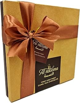Camel Milk Chocolate Praline Gift Box (9 Piece Pralines: Hazelnut Nougat, Arabic Coffee, Pistachio Marzipan) | Made in Dubai Arabian Gourmet | Perfect for Eid Present, Eidiya,UAE union Day