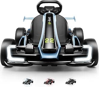 Hikole Go Kart for Kids Age 6-12, 24V Electric Drift Kart Car with Adjustable Seat, Speeds, 8.5MPH, Bright LED Lights, 300W Powerful Motor, 24 Volt Ride on Crazy Cart, Blue