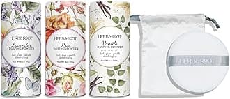 - Herb & Root Body Powder Gift Set- Oprah's Favorite Things, 3 Talc-Free Scents: Lavender, Rose, Vanilla, Large Puff