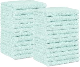 face Towels for bathroom, 100% Cotton Extra Absorbent washcloth, Fast Drying - salon towel - 24 Pack Ice Blue (12 x 12 inches)
