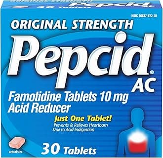 AC Original Strength Heartburn Relief Tablets, OTC Medicine Prevents & Relieves Heartburn & Acid Reflux Due to Acid Indigestion, 10mg Famotidine Acid Reducer, Fast-Acting, 30 ct