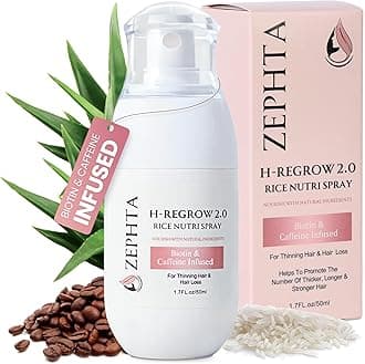 Zephta H-Regrow Hair Growth Spray – With Rice Water, Biotin, Aloe Vera, Caffeine, and Ginger – Hair Growth Product for Men and Women – For Thinning Scalp