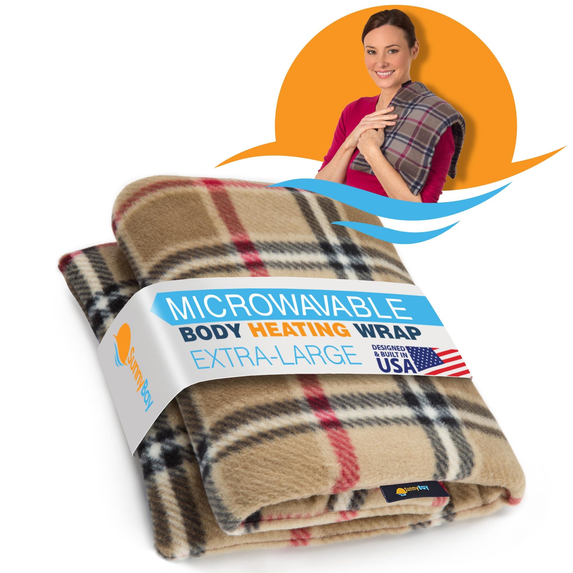 SunnyBay Extra Large Microwave Heating Pad, Microwavable Heavy Weighted Full Body Moist Hot Pack and Washable Fleece Cover, 10x24 Inches, 2.8 lbs (London)