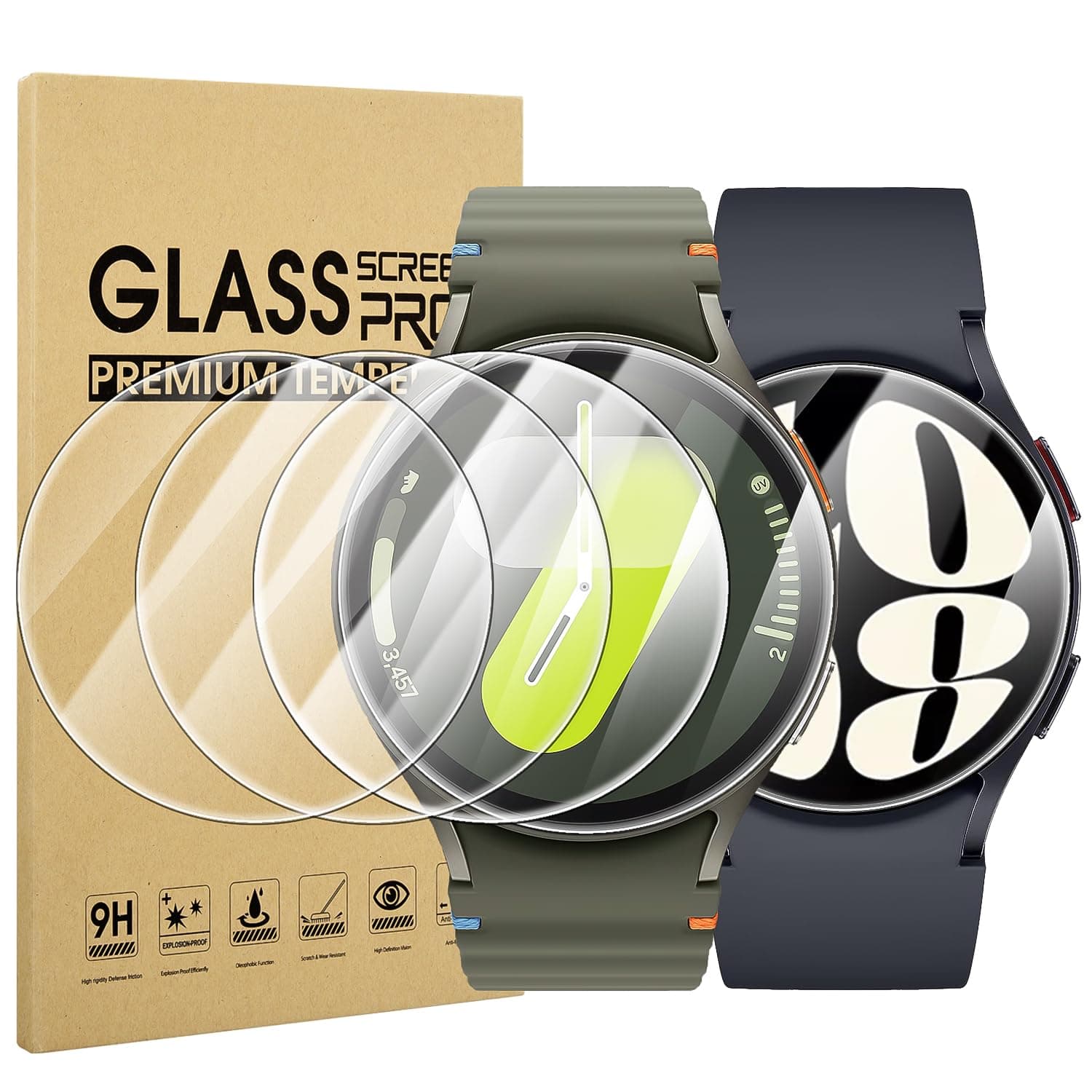 4-Pack Screen Protector for Samsung Galaxy Watch 7/6/5/4 44mm, Tempered Glass Protectors Perfectly Fit for Galaxy 44mm Smartwatches