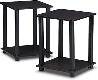 Furinno Simplistic End Tables, Set of 2, Dark Walnut