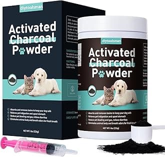 Activated Charcoal for Dogs, 8oz Powder Detox and Digestive Aid, for Poisoning Treatment, Gas Relief & Liver Support, Safe for All Pets, Non-GMO, Gluten-Free