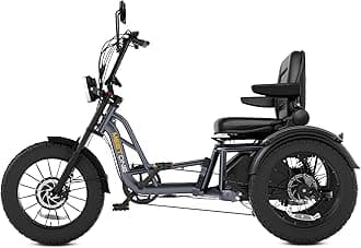 Folding Electric Tricycle for Adults, 1200W Electric Trike, 22MPH 100Miles 3 Wheel Electric Bike, Reverse Gear, Rear Differential, 450lbs Load, F&R Baskets, 4'' Wide Fat Tire, UL Certified