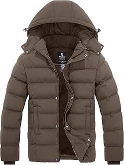 Men's Hooded Winter Coat Warm Puffer Jacket Thicken Cotton Coat with Removable Hood