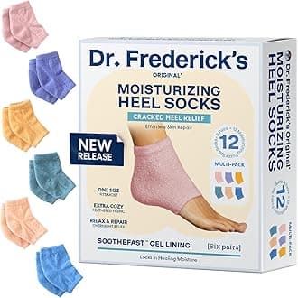 Dr. Frederick’s Original Moisturizing Fuzzy Heel Socks - Cozy Gel-Lined Socks for Dry Cracked Heels - 2 Pairs - Overnight Foot Care with Olive Oil, Vitamin E - Gifts for Women & Men - Variety Pack