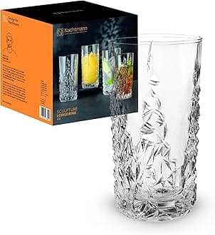 Nachtmann Sculpture 14 oz Long Drink Glasses – Set of 4 Lead-Free Crystal Drinkware, Stylish Design for Cocktails & Beverages, Elegant Stemware for Dining, Entertaining, Parties & Special Occasions