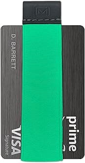 Modern Carry Quick Draw Minimalist Wallet for Men & Women, Elastic Band Minimal Credit Card Holder with Leather Tab, Card Grabber for Long Nails, Money Clip Alternative (Black) (Mint)