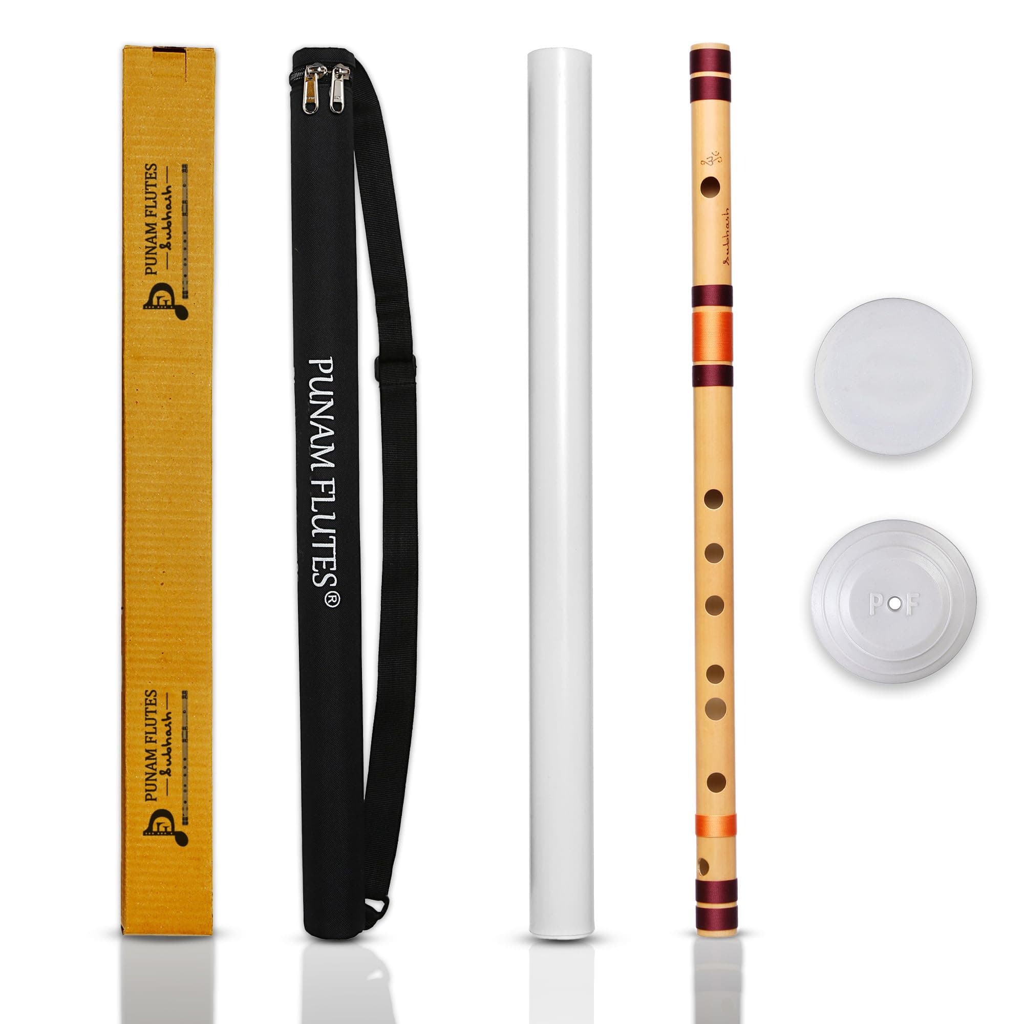 Punam Flutes A Sharp Base Right Hand Bamboo Flute/Bansuri 21.85 Inches