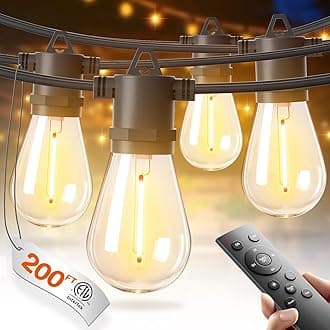 addlon 200FT(4-Pack*50FT) LED Outdoor String Lights with Edison Shatterproof Bulbs, Heavy-Duty and Weatherproof Strand, Commercial Grade Patio Lights, Decorative for Garden or Patio, Black
