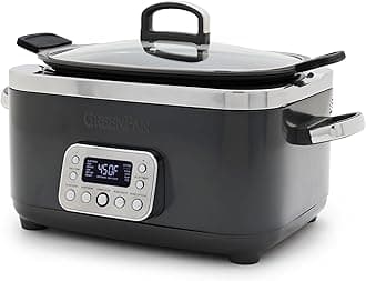 Elite 14-in-1 Nonstick 6QT Electric Slow Cooker, PFAS-Free Ceramic Multi-Cooker, In-Pot Browning, Dishwasher Safe Lid & Removable Crock, Stainless Steel Steamer, Silicone Handles, Graphite