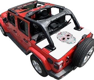 Shadeidea Wrangler JL Cargo Cover for Jeep JLU 4 Door (2018-Current) Rear Trunk Vinyl Tailgate Tonneau Cover Robicon Sahara Sport S (Sugar Skull) - 3 Years Lasting (Jeep Wrangler JLU 4dr)