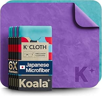 Koala Lifestyle Lens Cleaning Cloth | Japanese Microfiber | Glasses Cleaning Cloths | Eyeglass Lens Cleaner | Eyeglasses, Camera Lens, VR/AR Headset, and Screen Cleaning | Blue & Purple (Pack of 6)