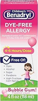 BenadrylChildren's Dye-Free Allergy Liquid Bubble Gum Flavored, 4 OZ