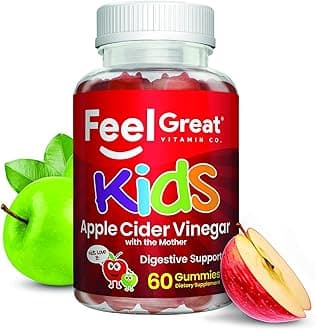 Feel Great 365 Apple Cider Vinegar Gummies for Kids | Rich in Digestive Enzymes & Natural Antioxidants for Gut Health | Vegan Gummy Supports Healthy Nutrient Absorption | 60 Day Supply