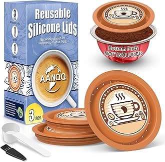 Reusable Lids for Nespresso Pods Vertuo, 3pcs Food Grade Silicone Caps for Any Sizes of Reusable Nespresso Vertuo Pod Refillable Vertuo Capsule (3pcs Silicone Lids-No Capsule)