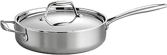 Signature Tri-Ply Clad Stainless Steel 3-Quart Saute Pan with Lid, Induction-Ready Cooking Pan, Dishwasher-Safe, NSF-Certified, Made in Brazil