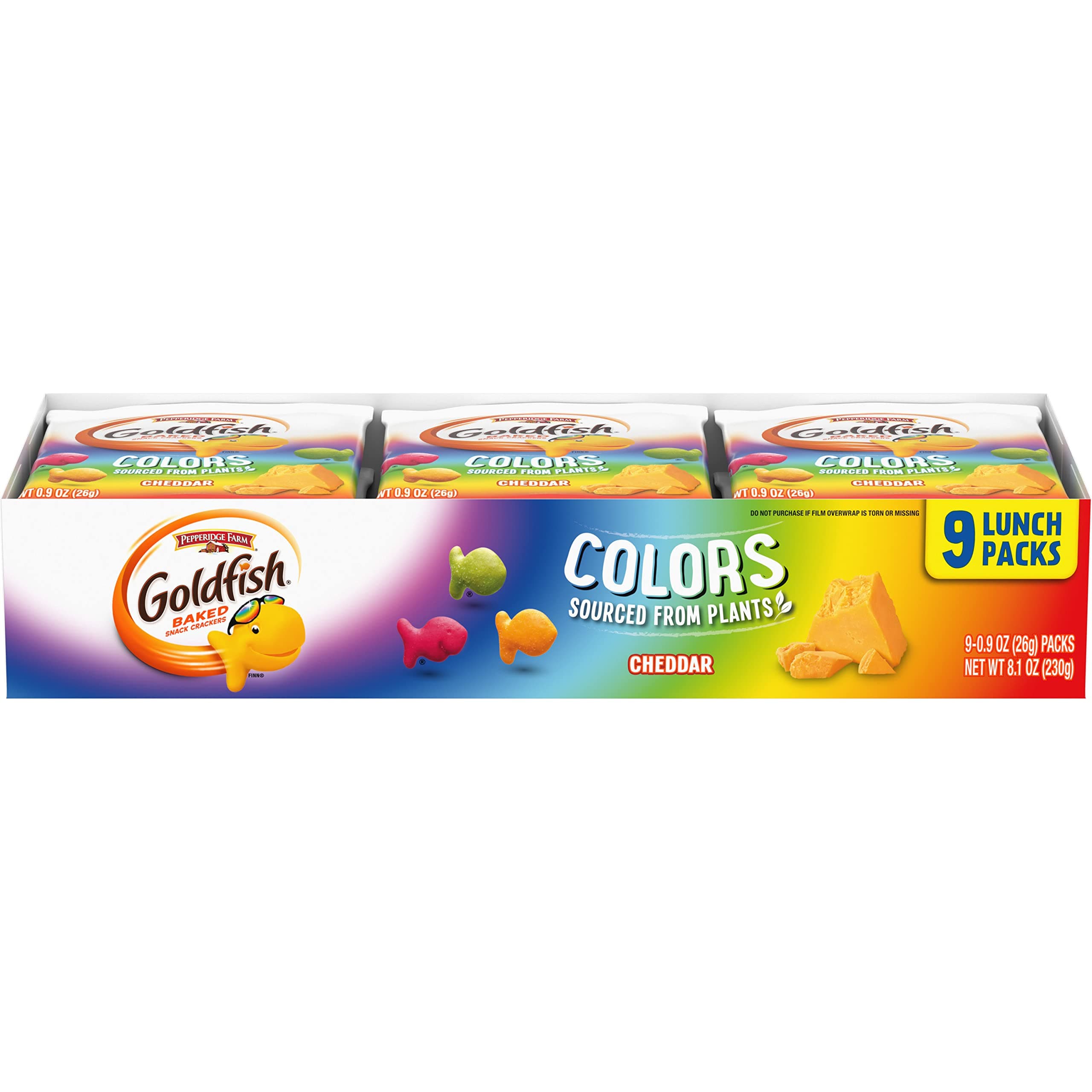 Colors Cheddar Crackers, Snack Pack, 0.9 oz, 9 CT Multi-Pack Tray