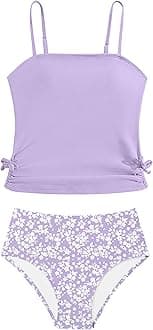 Girls Tankini Swimsuits Two Piece Bathing Suit Drawstring Swimwear Set for Girls 7-18 Years