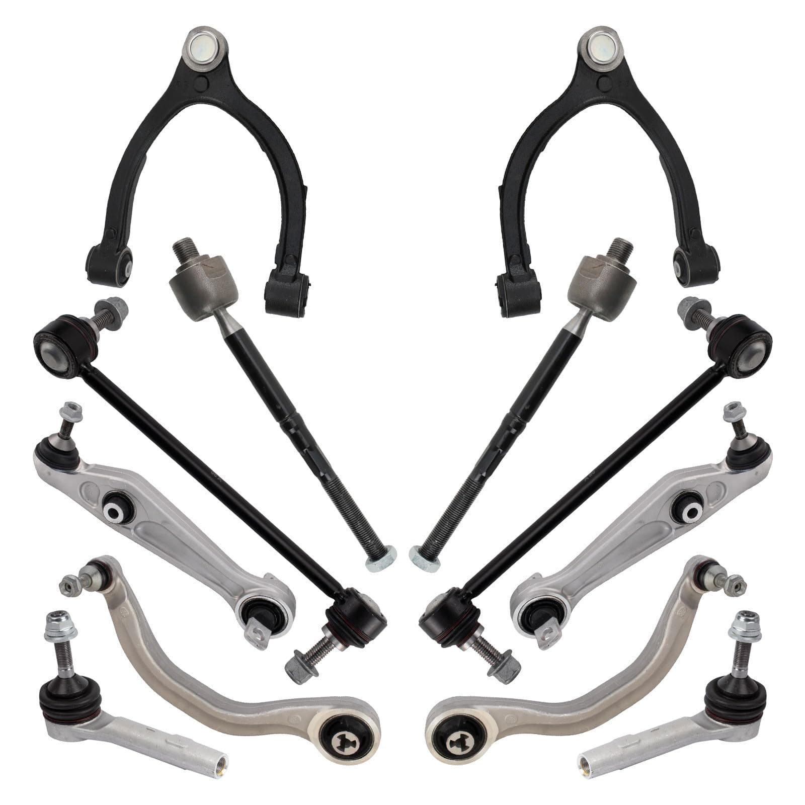 TRQ Front Steering & Suspension Kit Control Arm with Ball Joint Sway Bar Stabilizer Link Tie Rod Compatible with 2017-2022 Tesla 3