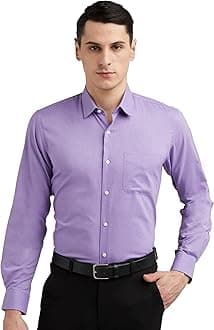 Peter England Men's Everday Regular Fit Solid Shirt | Cotton Rich | 5-Pin Pocketing