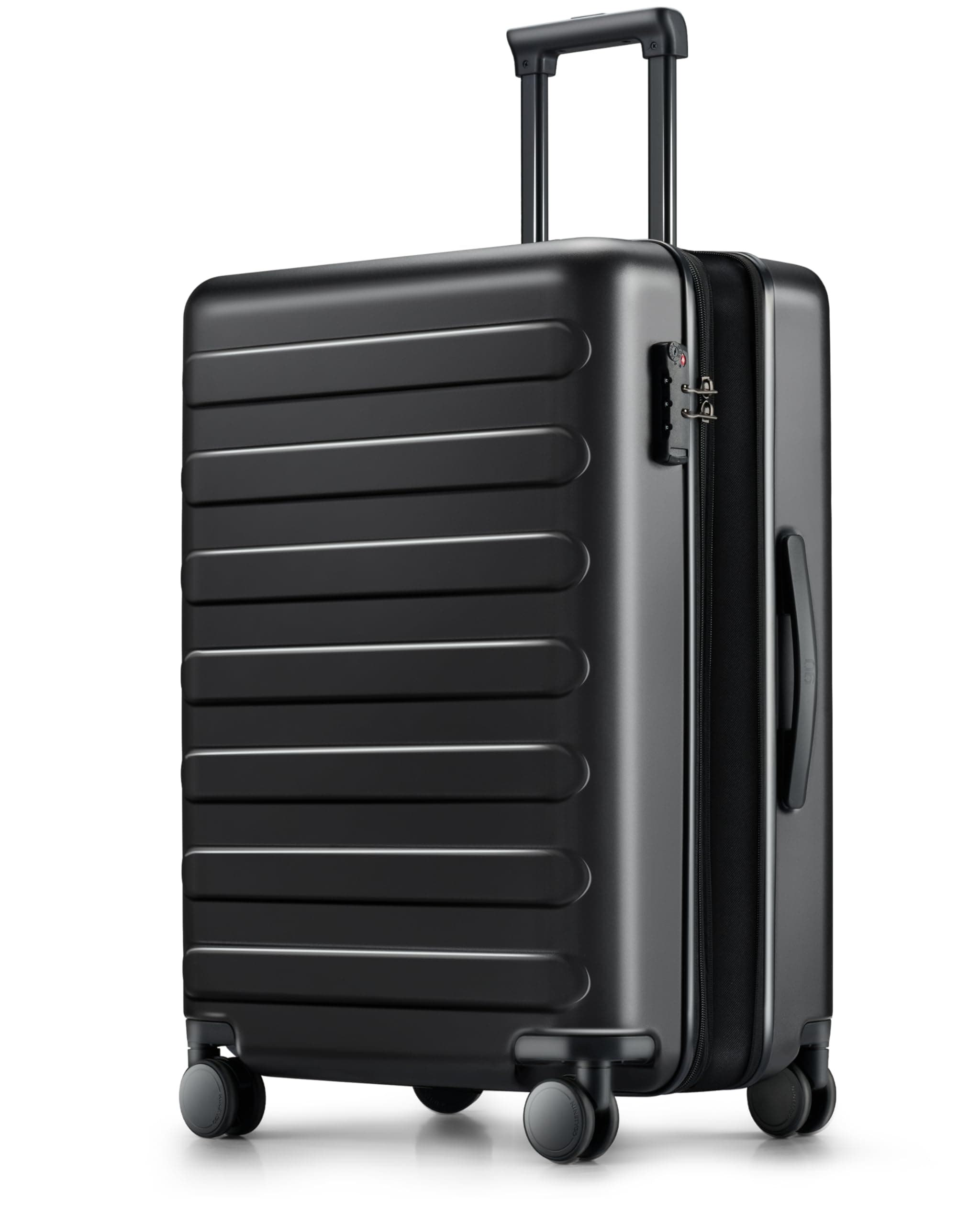 NINETYGO Medium Checked Luggage 24 Inch, Checking In Luggage with Smooth Spinner Wheels, Expandable, Hard Shell PC Suitcase, Lightweight Travel Luggage, TSA Approved (Black, Rhine Max)