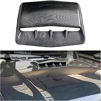 Car Hood Vents, Vehicle Scoop Turbo Bonnet Hood Air Flow Intake Cover, Automotive Exterior Decorative Engine Cooling Intake Vent Trim Accessories, Universal for SUV RV Truck (Carbon Fiber)